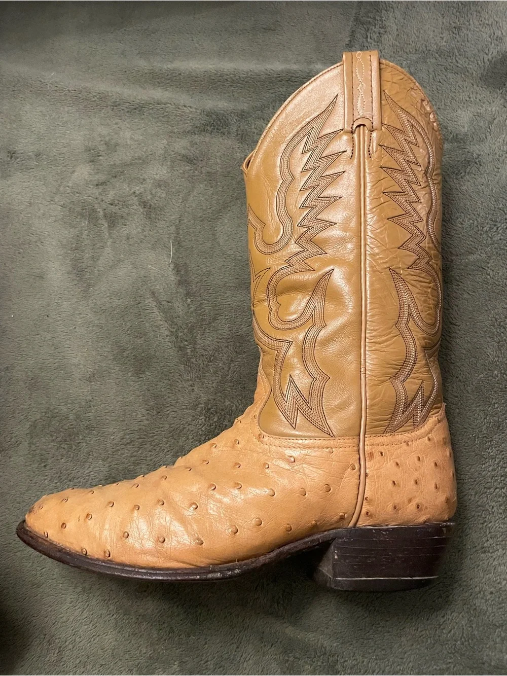 Tony Lama Tan Ostrich Leather Men's Western Boots 8.5D